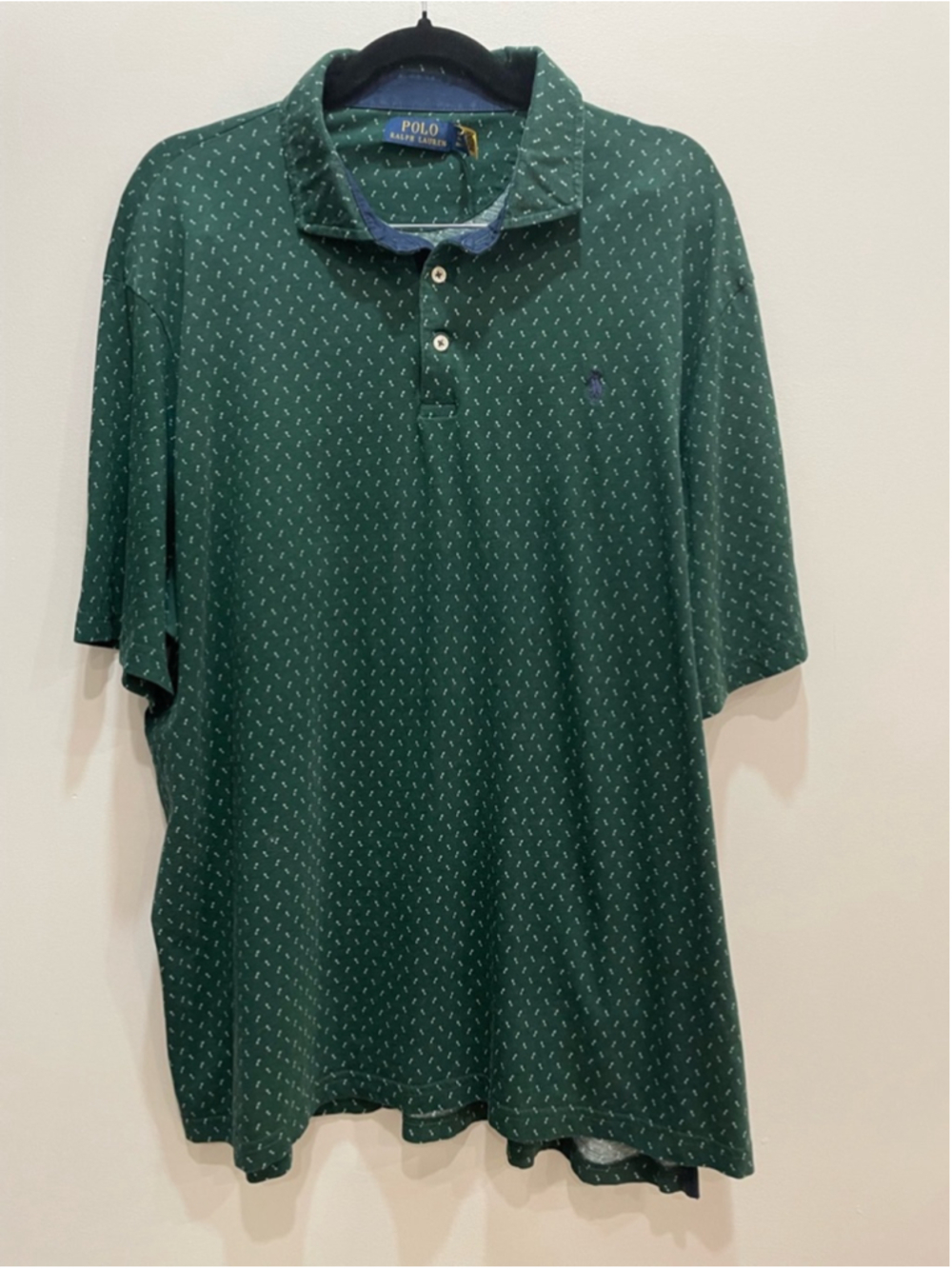 Polo Ralph Lauren Polo Shirt XXL All Over Print RL Green Preppy Golf Old Money